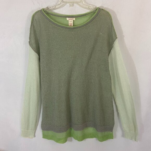 Sundance Women's Lightweight Knit Sweater Size L Green & Gray Scoop Neck NWOT - Picture 1 of 4